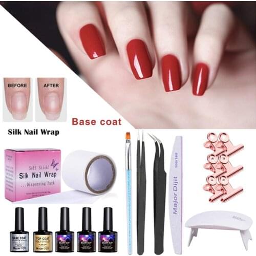 Fiberglass Silk Wrap Nail Kit Nail Art Extension Gel Equipment Fibernails Building UV Lamp Tool Coat Tweezers Brush Nail File