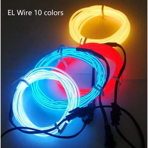 EL Wire Neon Lights Novelty Light Neon LED Lamp Flexible Rope Tube LED Strip String light Car Decoration With 2.3mm Sewing