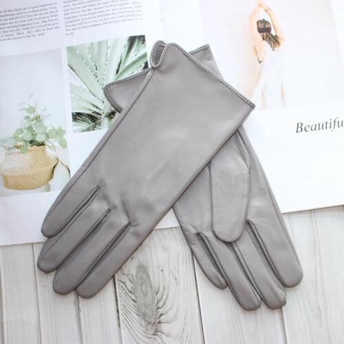 New style leather womens sheepskin gloves touch screen unlined thin fashion driving riding gloves spring and autumn