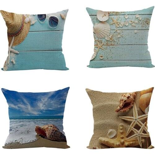 New Design Mediterranean Summer Sea Beach Starfish Shell Cushion Covers 18"Decorative dining area guest room Pillowcase