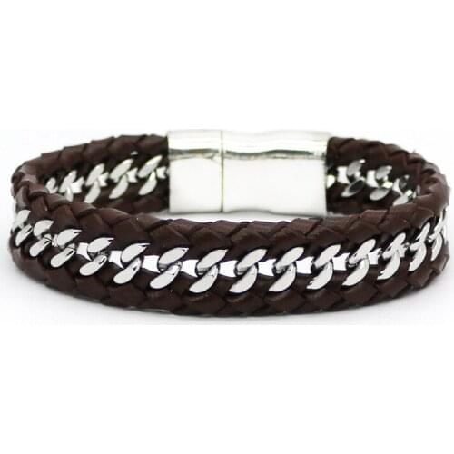 Wholesale 2016 New Fashion Jewelry Mens Leather Bracelet Mens Retro Chain Bracelet Individual Gifts