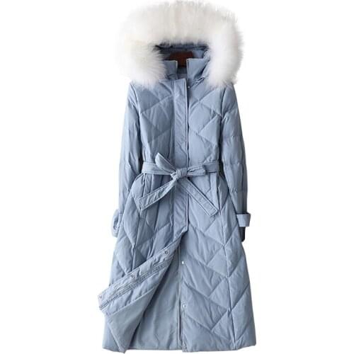Autumn and winter jacket, fox fur collar, hooded long coat, down jackets, womens jackets 2020