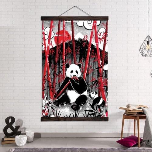Wall Art Nordic Canvas Poster Home Decor Painting Modern Picture Decoration Retro Japanese Ruby Bamboo Panda Animal Art Poster