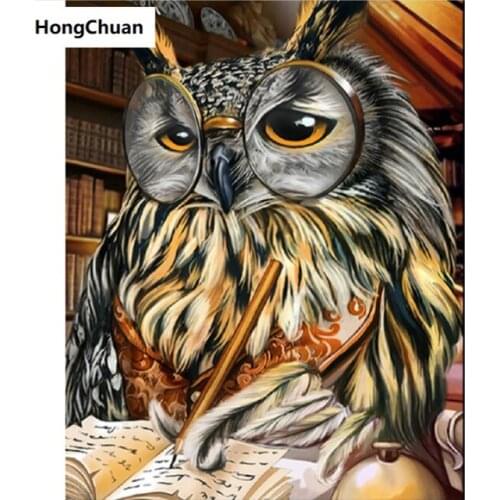 Mural 5D DIY Square/Round Diamond Painting Old Owl Animal Mosaic Cross Embroidery Handicraft Home Decoration Christmas Gift