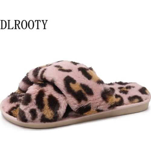Women Slippers Outside Flip Flops Leopard 2018 New Autumn Winter Warm Fashion Platform Silent Non-slip Shoes Slides Flat Casual