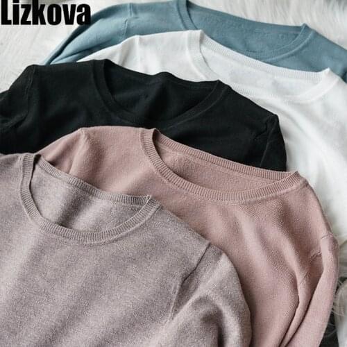 Womens sweaters Cashmere Blending Loose O-Neck Sweater Solid Color Pullover Knitted Pullover Sweater