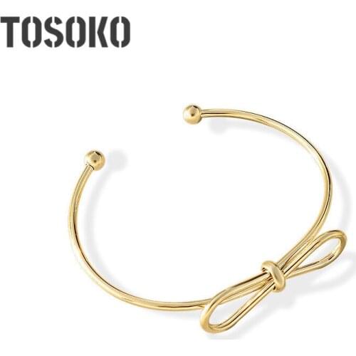 TOSOKO Stainless Steel Jewelry Ins Bow Bracelet Lovely Bracelet For Women BSZ209