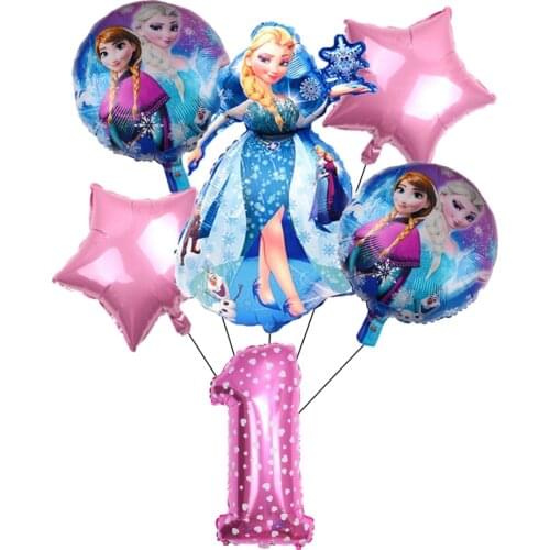 6pcs Disney Frozen elsa anna Princess Aluminum Foil Balloons Girls Baby shower Birthday Party Foil Balloons