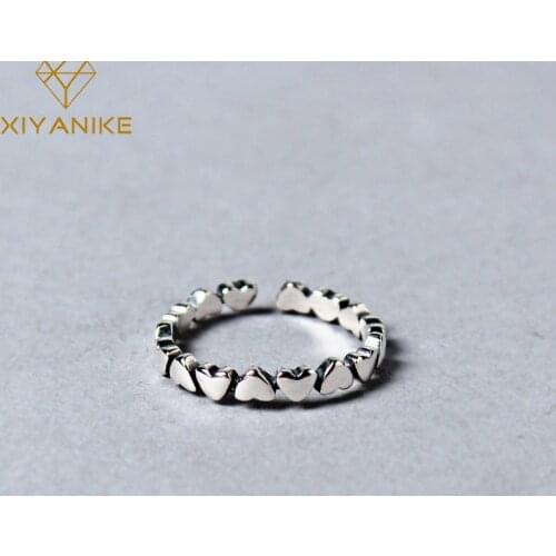 XIYANIKE 925 Sterling Silver Korean Style Simple Heart Opening Rings Wedding Party Design Creative Jewelry Accessories For Women