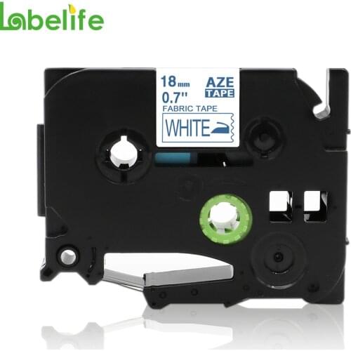 Labelife 1pcs TZe-FA4 18mm Blue on White Fabric Iron-on Label Tape Compatible Brother P-Touch TZeFA4 TZ- FA4 for Label Printer