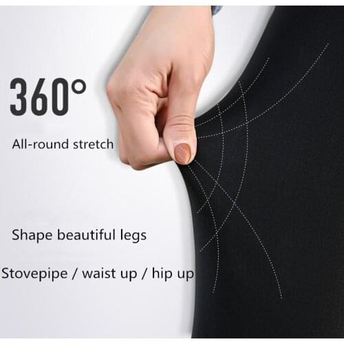 2019 Winter Womens Elastic And High-quality Skinny Shea Butter Thick Warm Avocado Pu Skin Double Cold-resistant Leggings Women