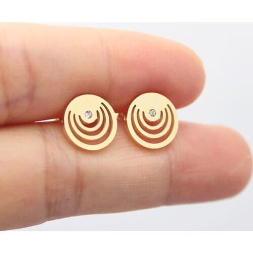 1 Pair Custom Stainless Steel Earring Geometric Round Earrings Circles Girls Kids Ear Studs Birthday Gift Jewelry