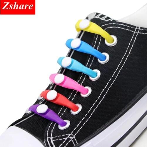 12Pcs/Set Fashion Round Silicone Shoelaces Unisex Elastic No Tie Shoe laces Lazy Rubber Shoelace For All Sneakers