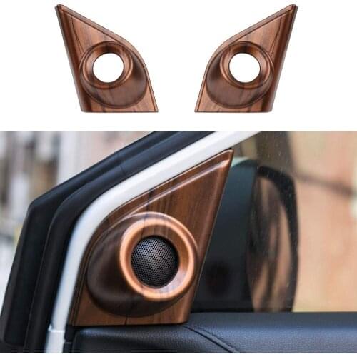 2Pcs Peach Wood Carbpm Fiber Front Door A Pillar Speaker Frame Triangle Panel Cover Trim Decoration for Honda CR-V CRV 2017-2021