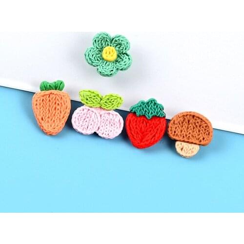 20Pcs/lot Resin Imitation Knitted Strawberry Cherry Flatback Cabochon Accessories for Hair Bows Center DIY Scrapbooking Craft