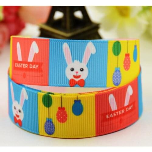 22mm 25mm 38mm 75mm Easter Rabbit Cartoon Character printed Grosgrain Ribbon party decoration X-01321 10 Yards