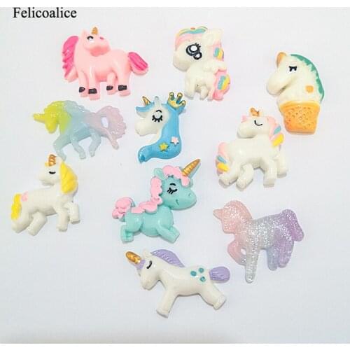 8Pcs/lot Creative Unicorn Polymer Slime Charms Toy for Children Flatback Modeling Clay DIY Accessories Kids Plasticine