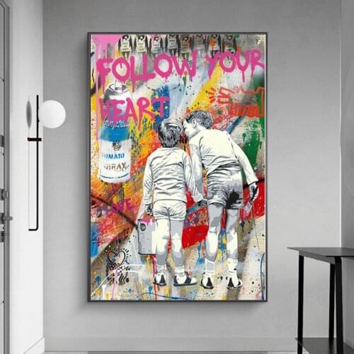 Abstract Art Street Graffiti Art Follow Your Heart Canvas Paintings Canvas Posters and Prints Wall Art Pictures for Living Room