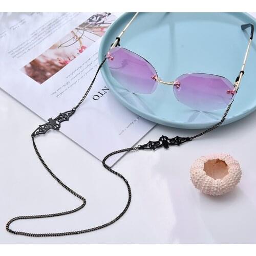 RKR Punk Style Black Eyeglasses Mask Chains For Women Hollowed Metal Bat Sunglasses Chain 2021 New Fashion Accessories Wholesale