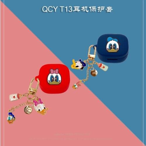 DIY Earphone Case Cover For QCY T13 Soft Silicone Wireless Bluetooth Headphone Protective Case For QCY T13 With Keychain
