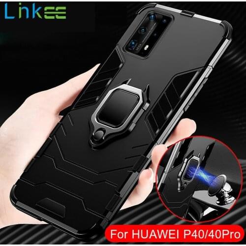 For Huawei P40 Pro Lite Phone Case Silicone TPU and Hard PC Cover Magnet Stand Rotation Ring Multi Protection Casing
