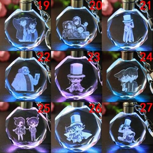 COSANER Detective Conan Anime Customized LED Key Chains Keyring Crystal Keychain Light Keyholder Unisex Gifts