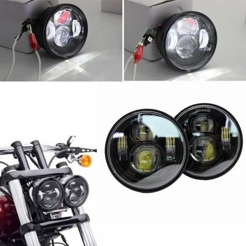 For Harley Motorcycle Dyna Fat Bob Moto Style Head Lights 4.65 inch Dual High beam and Low beam FatBob Dual Headlamp