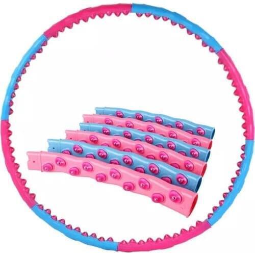 Double Row Magnetic hoop 8 section fitness home workout slimming hoop pink and blue color