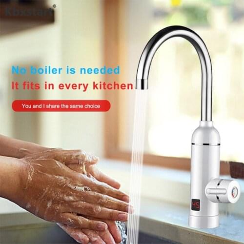 Kbxstart 220V Instant Electric Faucet With Temperature Display Hot Water Heater For Kitchen Bathroom Hot And Cold Water Dual Use
