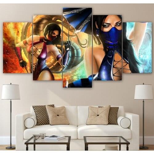 HD Printing 5 Canvas Art Painting Live Fast Film Mask Female Dragon Room Decorative Canvas Painting Abstract Art Painting Frame