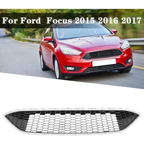 Chrome Silver Car Front Bumper Honeycomb Mesh Centre Grill Panel Grille Grill Fit For Ford Focus 2015-2017