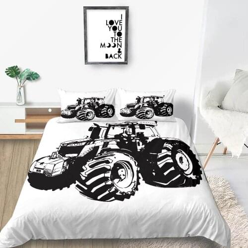 Tractor Bedding Set 3D Fashionable Soft Creative Duvet Cover White King Queen Single Twin Full Double Unique Design Bed Set