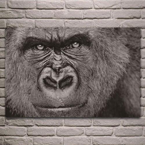Animals gorilla cool black face portrait modern decor art living room home wall art decor wood frame fabric poster Print EX489