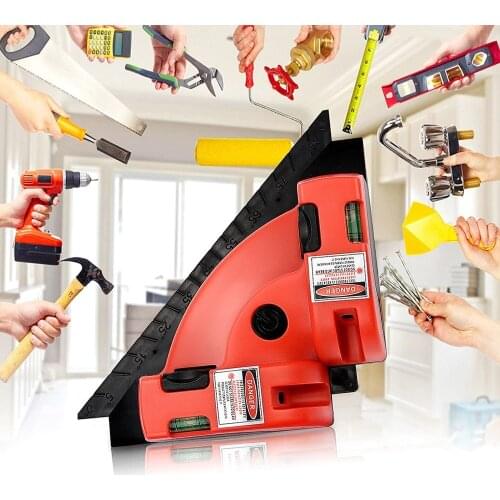 90 Degree Square Laser-Level Mini Horizontal & Vertical Laser-Line Projection Square Laser-Level Meter with Two Suction Cups