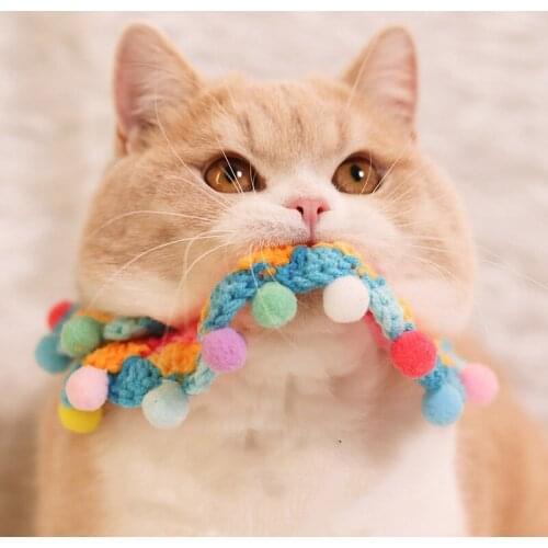 Cute pet cat dog rabbit wool knit collar saliva towel bib photo accessories dog necklace