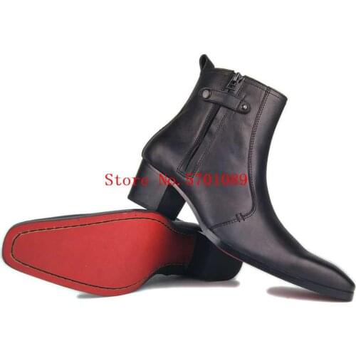 Men Chelsea Boots Biker Motorcycle Boots Cuban Heel Ankle Western Leather Cowboy Martin Boots Comfortable Pointed Head Shoes