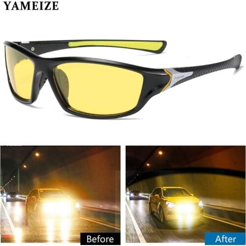YAMEIZE Anti-Glare Night Vision Glasses For Men Polarized Sunglasses Driver Goggles Night Driving Glasses Lunette De Soleil UV
