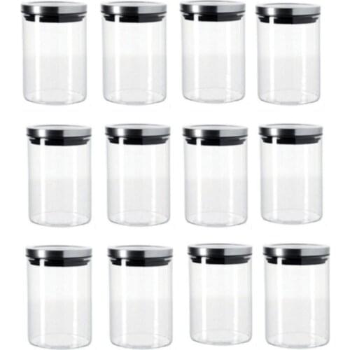 12 Pcs 200 ml Borosilicate Spice Set with Stainless Metal Cover