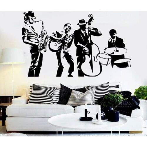 Jazz Band Wall Decal Musical Art Concert Music Studio Interior Decor Vinyl Window Stickers Creative Removable Men Wallpaper