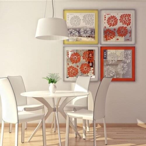 NEW square cut out flower wall mirror sticker decoration , 3D acrylic wall mirror sticker decal , wall mirror stickers