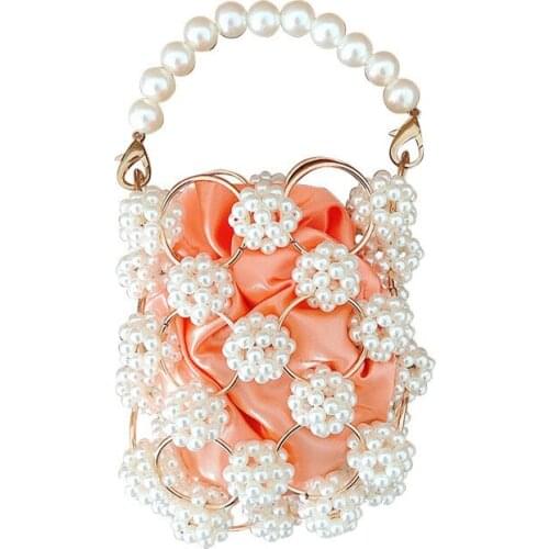 2020 new iron ring pearl ball bag iron ring pearl hollow hand-beaded women colorful hollow bag