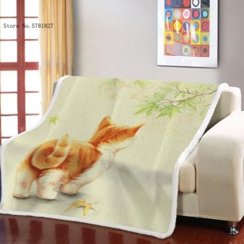 Lovely Cute Cats Sherpa Blanket 3D Print Kawaii Cartoon Weighted Blanket For Bedroom Throw Blanket For Kids Children Blanket