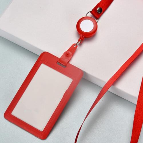 Plastic Work Card Holder with Retractable Lanyard Badge Reel ID Employees Card Case Badge Sleeve Vertical Horizontal Available