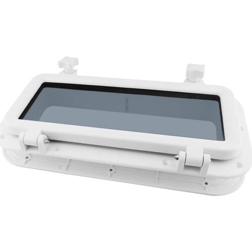 Rectangular Porthole Window with ABS Plastic & Tempered Glass for Boat, Yacht, Marine (White)
