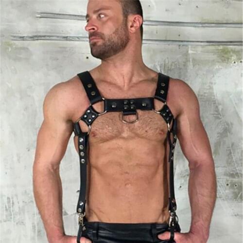 Fetish man Gay harness Leather Belt Men Harness Gothic Punk Harness Strap Adjustable Body Restraint for BDSM Bondage Games