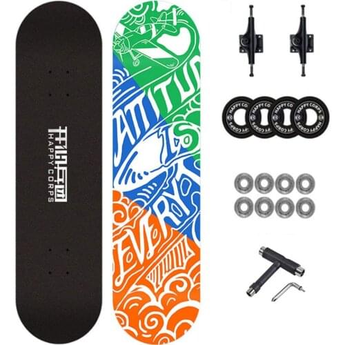 Skateboard Double Kick 8-Layer Maple Board High Speed ABEC-9 Bearing Skateboards for Kids Beginner Youth Gifts,Color