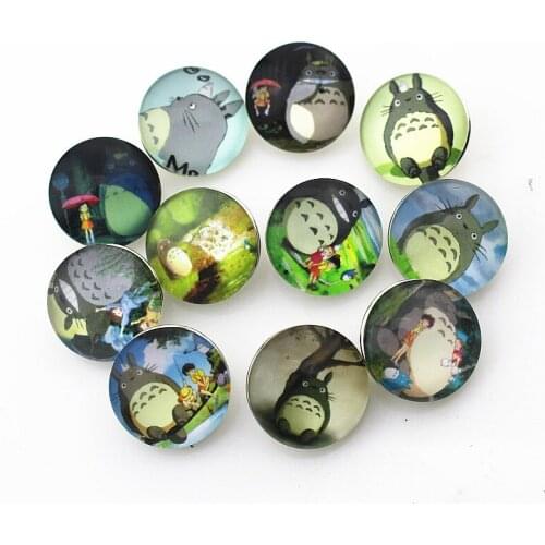Mix Snaps Jewelry 50pcs Glass Totoro Cat Snap Buttons For Ginger Bracelet&bangles Snap Button Jewellery 18mm