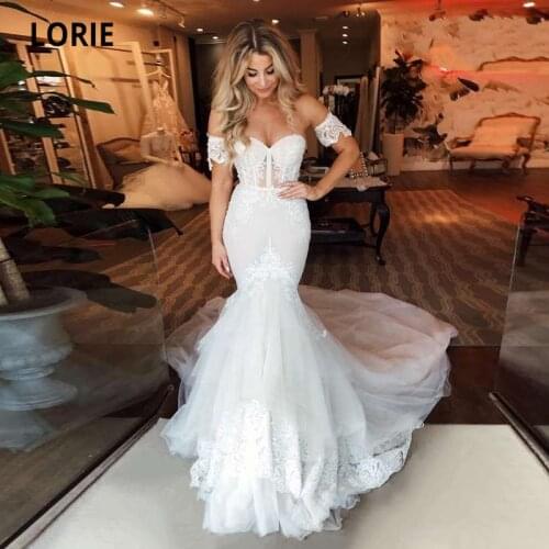 LORIE Boho Wedding Dress Mermaid Sweetheart Appliques Lace Separated Sleeves Custom Made Bridal Dress Bohemian Wedding Gown