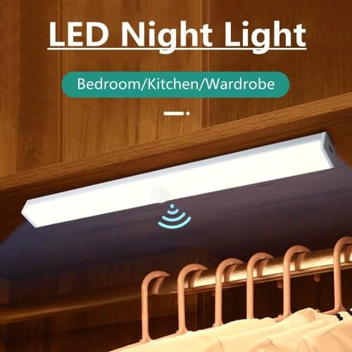 Cabinet Light Rechargeable PIR Motion Sensor Human Induction Cupboard Wardrobe Lamp Smart LED Closet Light For Kitchen Bedroom
