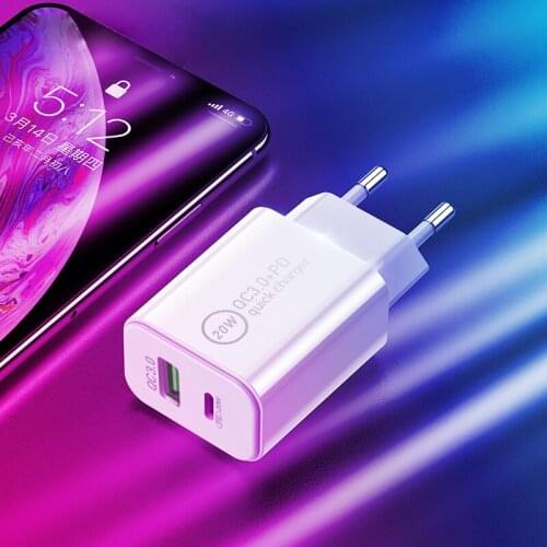 2 Ports USB Fast Charging Adapter Universal PD Type C Quick Charge 3.0 Charger For Samsung Xiaomi iPhone 12 11 Pro Mobile Phone